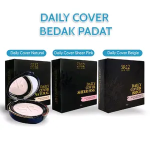 Bedak SR12 Daily Cover Natural All Varian Hitam Tahan Lama Compact Powder Make Up Premium Waterproof Wajah - 10 gr - Lasting Daily Cover Makeup – Flawless Look Seharian Daily Cover Cushion – Ringan, Natural & Tahan Lama Coverage Halus, Anti Crack