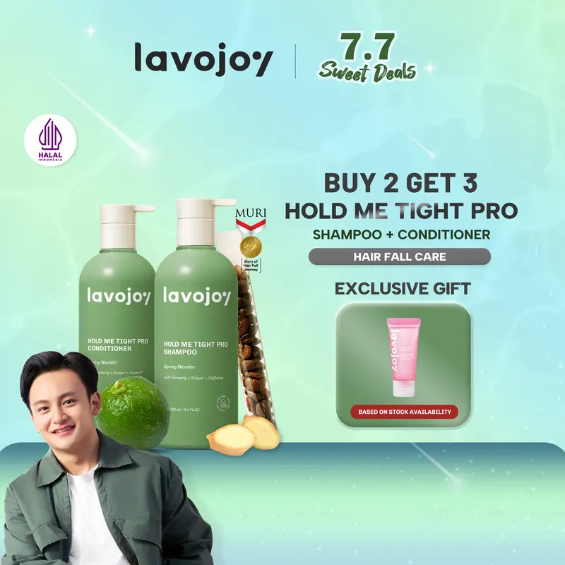 【BEST SELLER BUNDLE】 lavojoy Hold Me Tight Pro Shampoo + Conditioner Spring Wonder 2 in 1 Bundle Set | Perawatan Rambut Rontok | Ginger | Ginseng | Caffeine 0