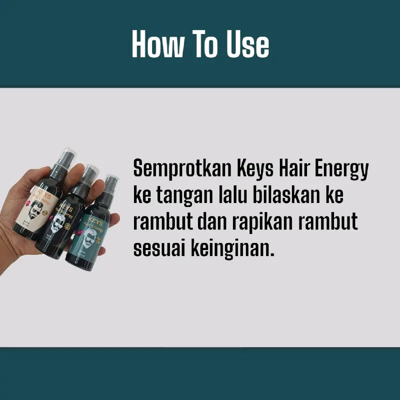 Minyak Rambut Keys Hair Energy / Styling Parfum dan Perawatan Rambut Extract Zaitun, Olive Oil dan Minyak Kemiri 4