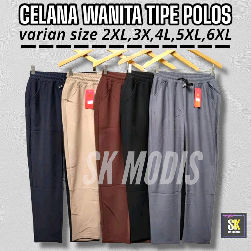 Celana STANDAR DAN JUMBO TERBARU [2L-3L-4L-5L-6L-7L] || Celana Polos Wanita || Tali Serut || BAHAN LEMBUT || skmodis 4