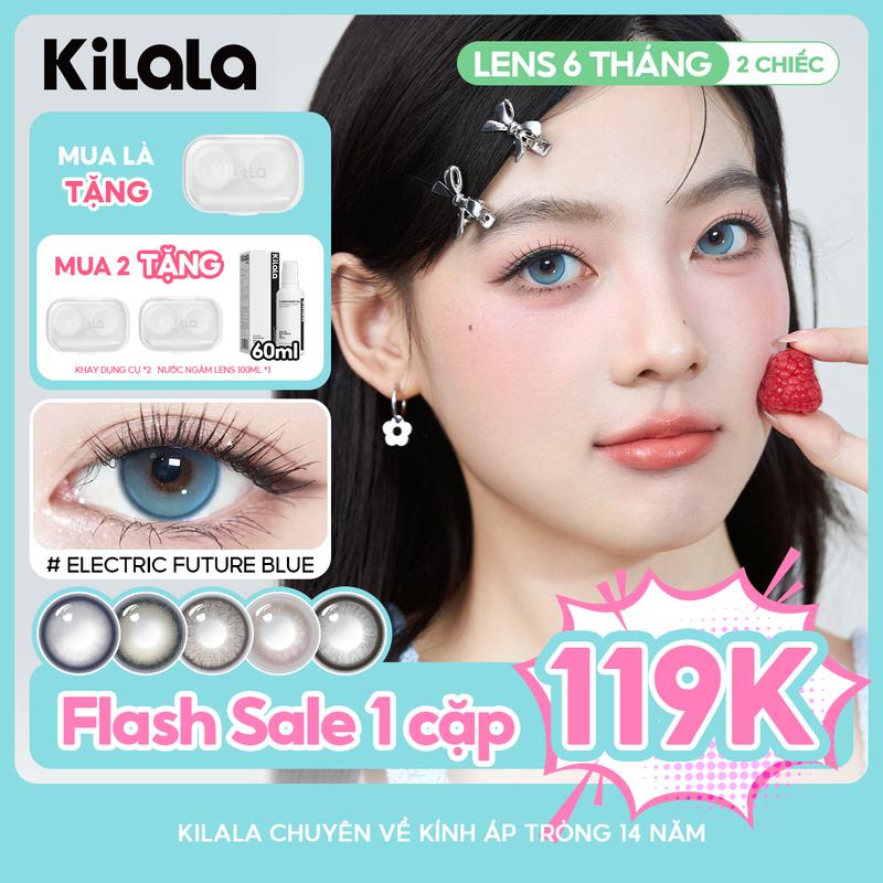 Kính áp tròng Kilala lens 6 tháng màu Đen Nâu Lam Tím DIA 14.2-14.5mm độ cận 0-7 màu sắc ngọt ngào cá tính lên ảnh rất đẹp thích hợp đeo đi quay chụp hẹn hò Nữ Women