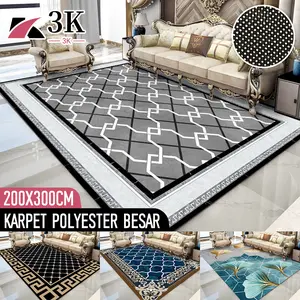 (3K) Karpet Lantai Polyester Ukuran 200x300CM PREMIUM Anti Slip Motif Eropa Rotan
