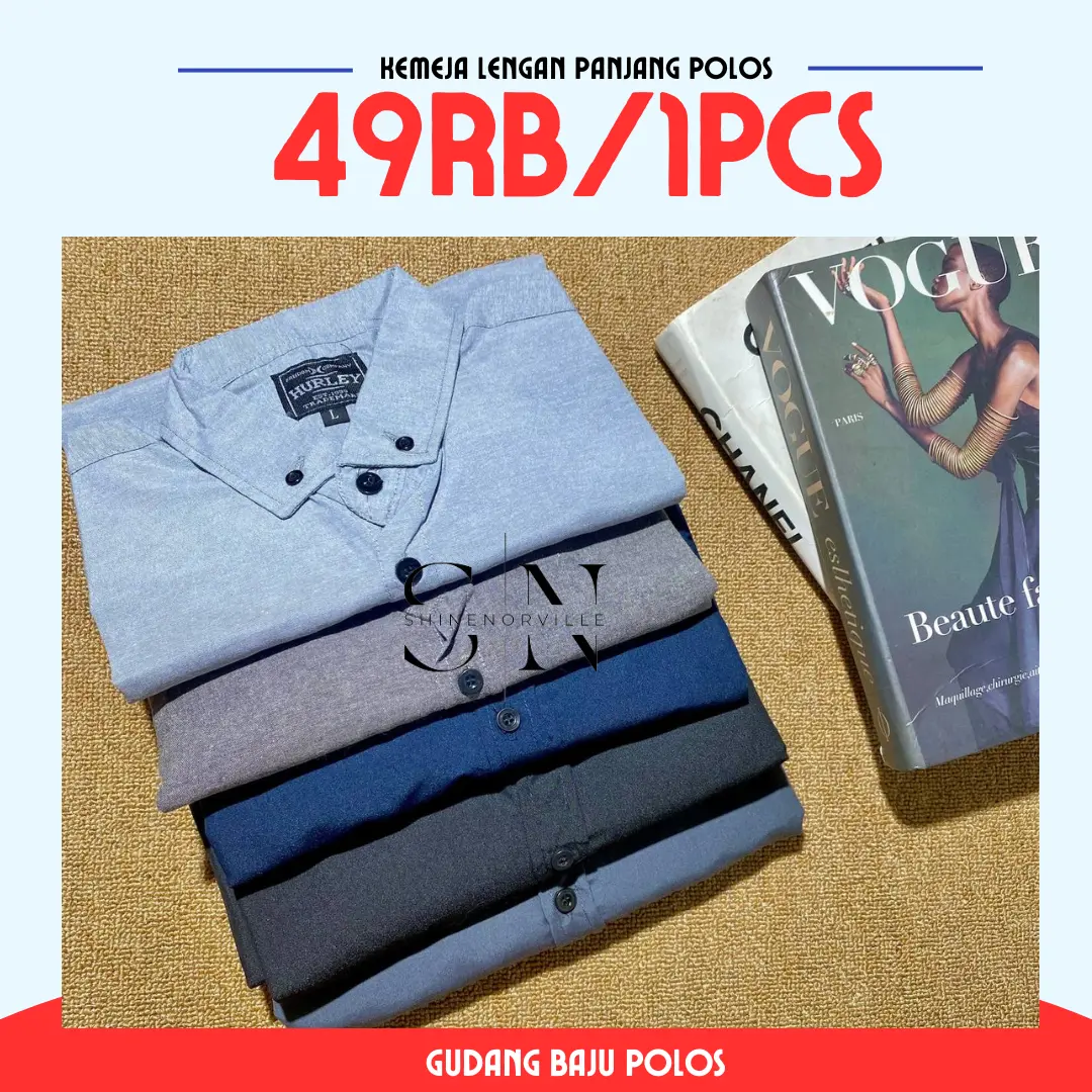 Kemeja Polos Lengan Panjang Slimfit Korea Katun Premium (1pcs)