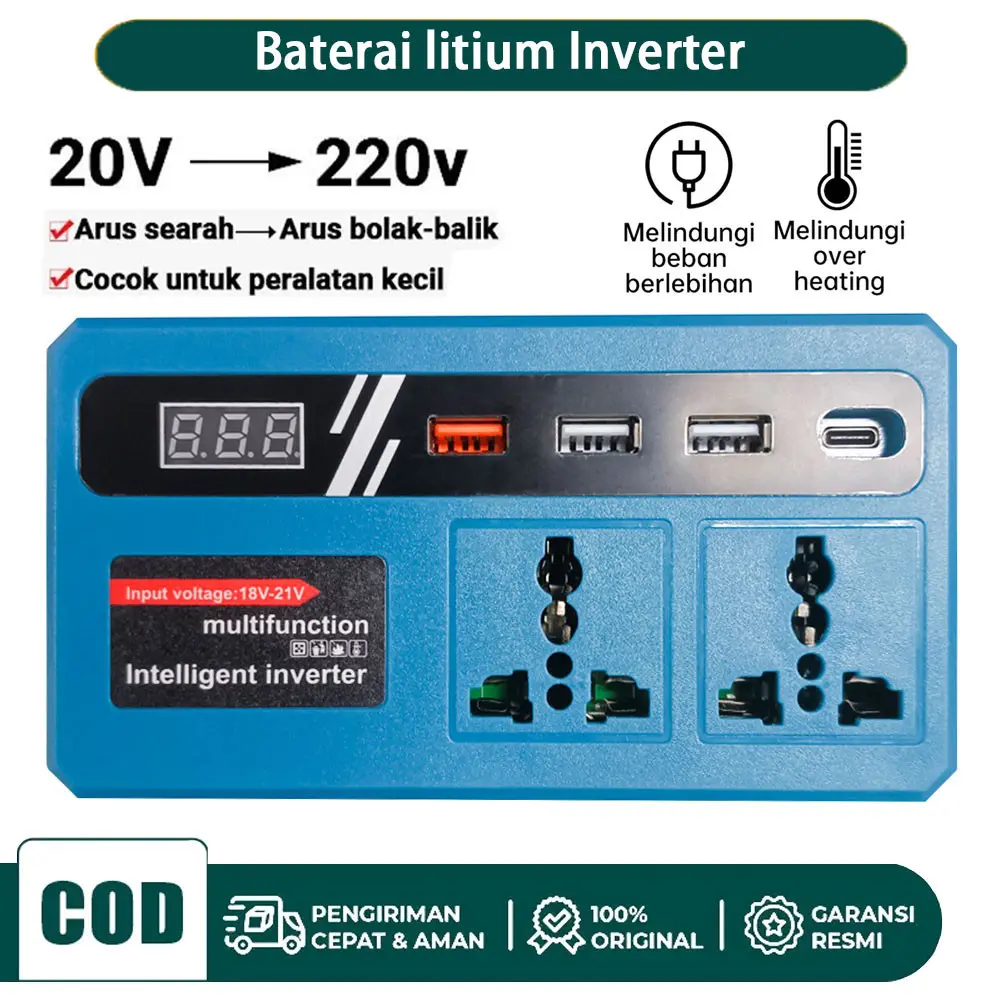 Inverter Charger 21V KE 220V 100W + 3 USB + 98V/21V Baterai Makita soket konverter daya Multifungsi Pengisi daya cepat DIY Inverter
