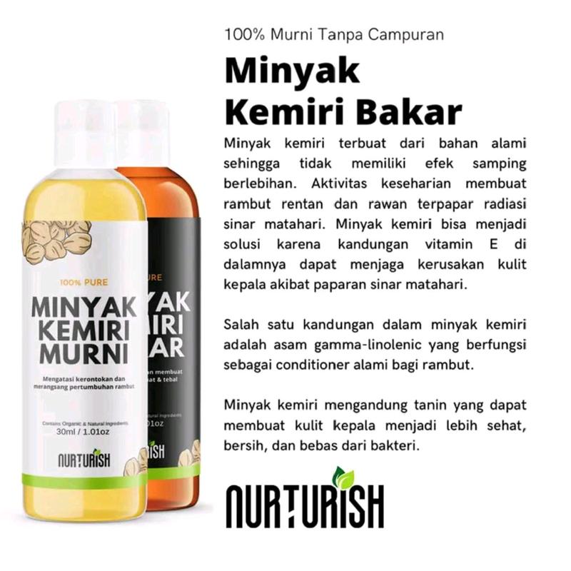 NURTURISH - Minyak Kemiri Bakar Murni Alami Penumbuh Penebal & Perawatan Rambut Bayi & Dewasa 2