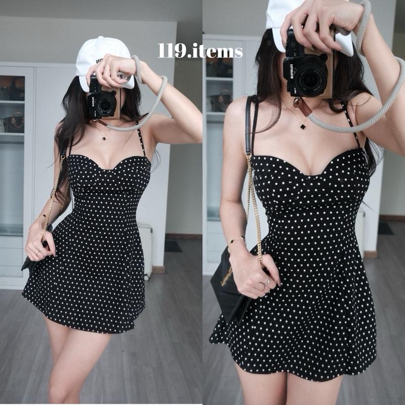  Đầm 2 dây Chấm bi cúp sò KHÔNG MÚT 119.items 
