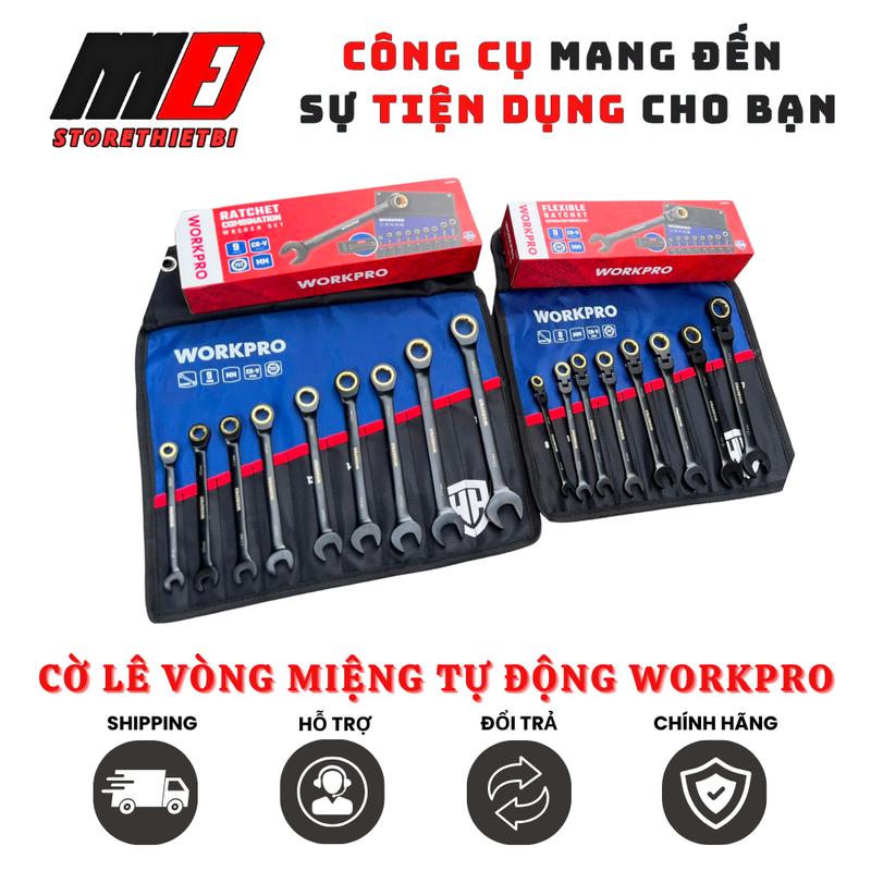 WORKPRO Cờ Lê Vòng Miệng Tự Động Có Chống Trượt Phiên Bản Mới WP202602 WP202603 Màu Đen Vàng Gold 8-19mm Chất Lượng Cao