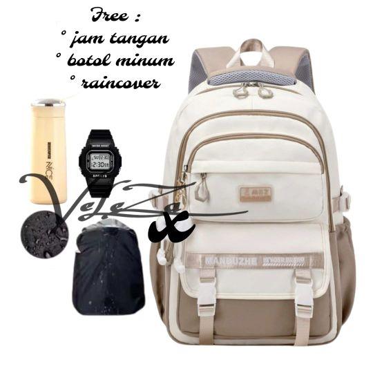 Product Introduction of Tas ransel anak manbuzhe free gift 4in1 botol minum jam tangan raincover tas ransel sekolah SD SMP SMA tas ransel 19