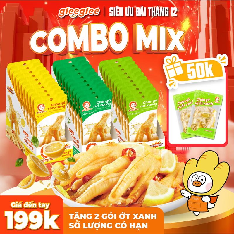 COMBO Tự Chọn Mix Vị Chân Gà Rút Xương GleeGlee 21g Sạch Xương Tiện Lợi Dùng Thử Gói Lẻ