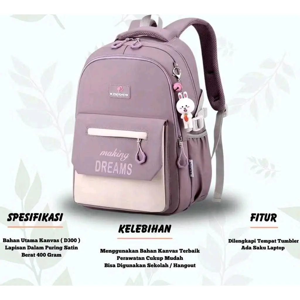 Tas Ransel Sekolah Anak Dreams SD SMP Cowo Cewe Motif Keren Kekinian - Bahan Kanvas Dinir (D300) - Fashion