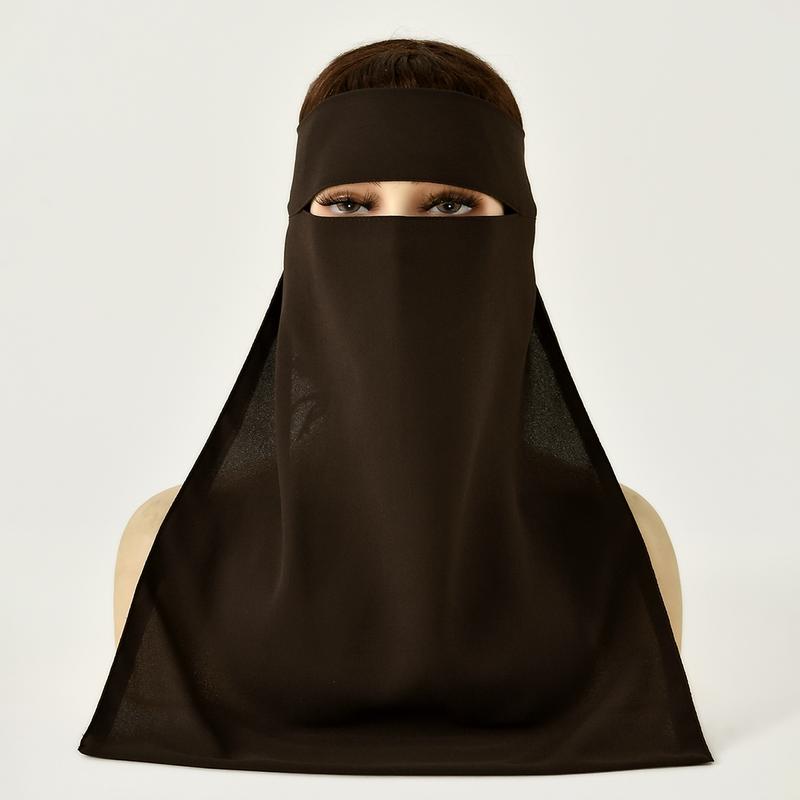 LOVOSME Black Prayer Khimar Niqab Face Cover Muslim Women Chiffon Shawl Veil Niqab Sunscreen Face Coverings 48*40CM 2