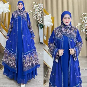 KHAZANAH SERIES BY HUMAIRA SYARI GAMIS DRESS ABAYA CERUTY PRINTING PREMIUM SEMI OUTER SET JILBAB SCARF KHIMAR HIJAB HAJI UMROH Muslim
