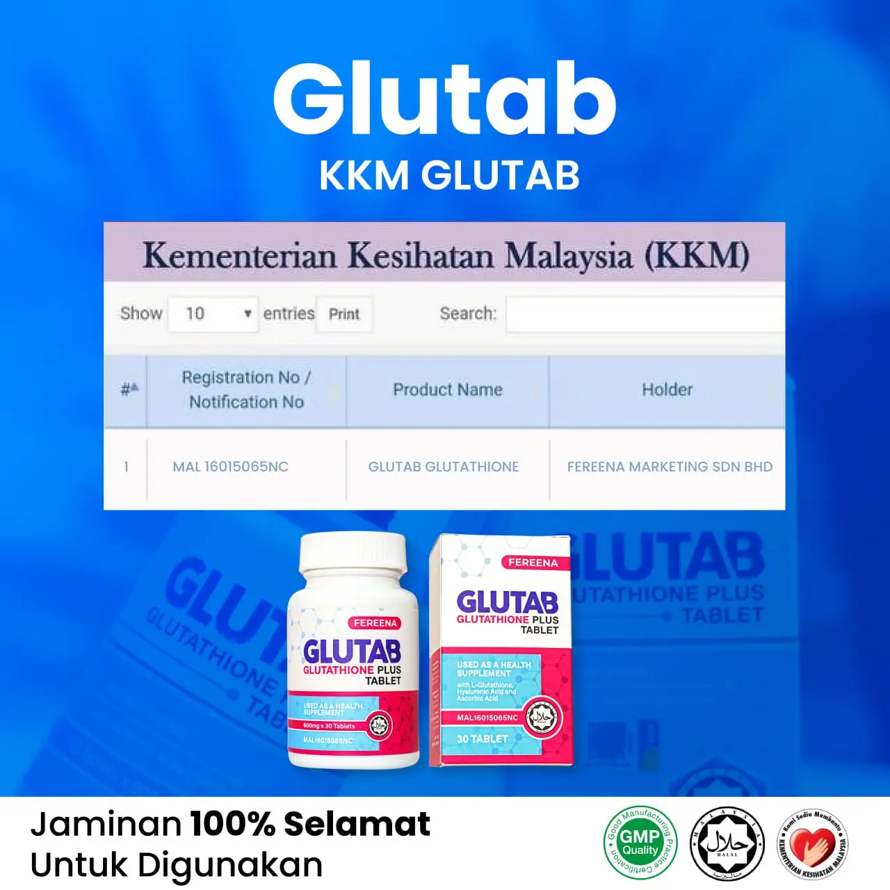 2 Botol Fereena GluTab Glutathione Plus Tablet Chewable Vitamin C 600MG -  TikTok Shop Malaysia