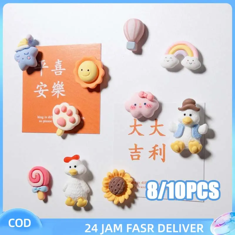Set 10 / 8 Pcs Magnet Kulkas 3D Stiker Kulkas Miniatur Imut Stiker Lucu Hiasan Kulkas Untuk Rumah