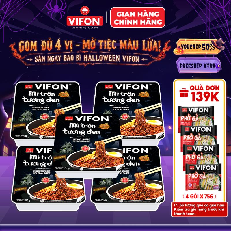 Set 5 khay Mì Trộn Tương Đen VIFON vị Bò Sa Tế / Hải Sản / Spaghetti / Pad Thái / Tôm Chua Cay Thái 90gr/khay Food