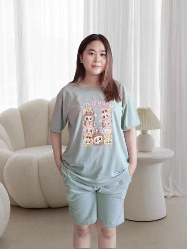 Setelan Baju Vistterry  labubu / One Set Kaos  & Hot Pant WANITA KEKINIAN Model / Stelan  Kaos Celana Pendek Wanita Terbaru bahan adem 6