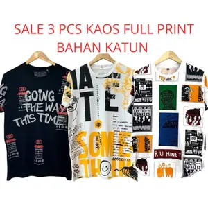 NRKY SALE KERAS Kaos Unisex 3 PCS Bundling 100 Ribuan Bahan Cotton Nyaman Distro Unik Oblong Surfing Keren Pendek Santai Tshirt Skena Outfit Cowok Kece Combed Hitam Motif Sablon Atasan Dewasa
