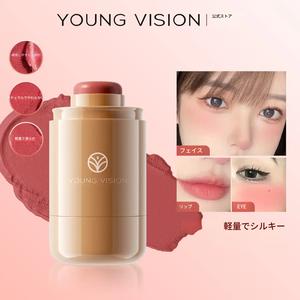 YOUNG VISION 軽量ポケットブラッシュスティック、6色展開のマルチユースクリーミーブラッシュ、滑らかなテクスチャー、長持ちするナチュラルルック