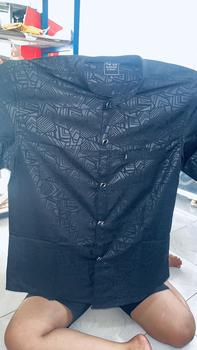 Product Review of Kemko sultan atau  Koko tangan pendek  Atasan Pria Dewasa motif etnik depan kancing vareasi bahan  Katun embos berkualitas terbaik Nyaman di pakai Baju Hitam from a**a 1