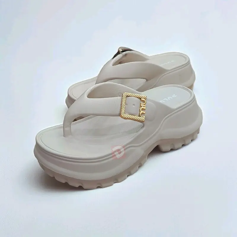 [Bisa COD] Sandal Jepit Wanita Model Kotak Emas Elegan Cocok Untuk Lebaran Idul Fitri Anti Slip Ringan Dipakai Dulux 693B Sendal Karet 1