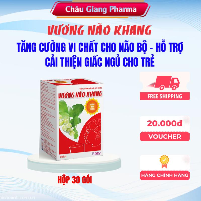 Vương Não Khang hộp 30 gói - hỗ trợ hoạt huyết, tăng cường vi chất cho não, hỗ trợ cải thiện giấc ngủ.