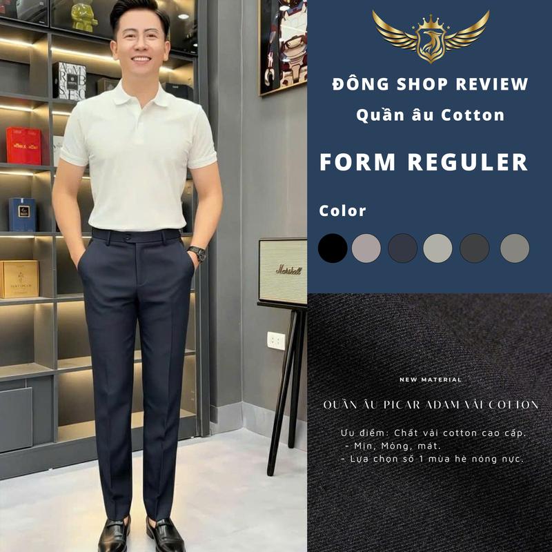 ĐÔNG SHOP REVIEW Quần âu nam cao cấp PICAR ADAM chất vải cotton mềm mịn form regulerfit tôn dáng 6 màu Vàng Cát Ghi Nhạt Ghi Đậm Đen Xanh Than Menswear pant