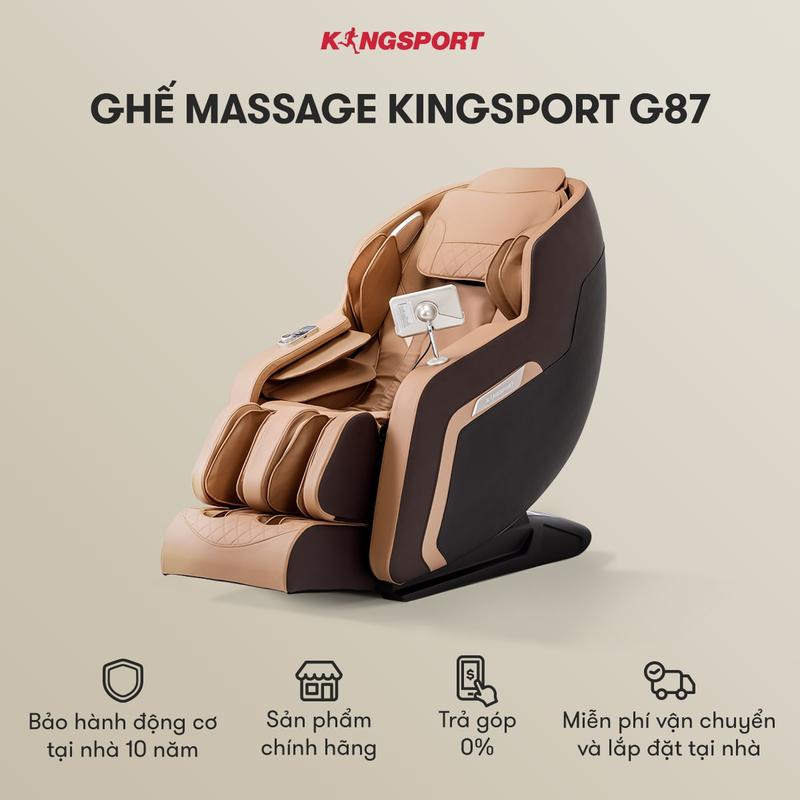 [Miễn phí lắp đặt]  Ghế massage KINGSPORT G87 cao cấp con lăn 3D với 20 bài tập, công nghệ mới Fast Healing, chế độ quét cơ thể thông minh