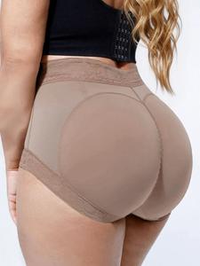 1 unidad de bragas moldeadoras sin costuras con encaje, ajuste cómodo sin dobladillo, banda ligera con control del abdomen, shorts transpirables que levantan glúteos, para deportes, correr y actividades diarias.