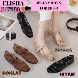 (COD)SPATU SEPATU JELLY SHOES PANSUS KACA JARING MARY JANE CEWE CEWEK WANITA IMPOR IMPORT KOREA MURAH