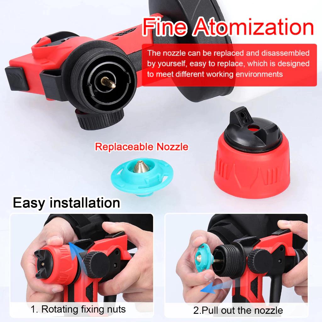 REAIM Re1500ML Electric Spray \ 450Watt, Mesin Cat Semprot Elektrik, Alat Semprotan Cat Listrik untuk Penggunaan Rumah Tangga Kecil, Atomisasi Tinggi, Tidak Bisa Digunakan untuk Minyak, Semprotan Cat Ryu yang Efisien dan Praktis