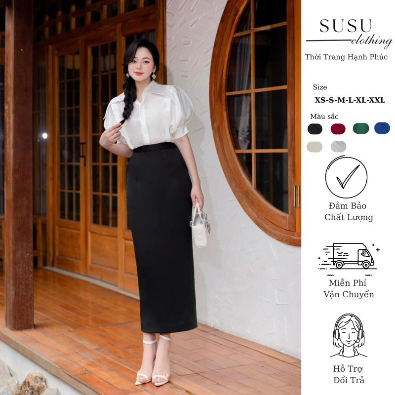 Chân Váy SuSu clothing Dáng Dài 90cm có lót Qua Gối Maxi Có Túi Xẻ Sau Bản Cạp Lưng Cao CV07 - Nữ