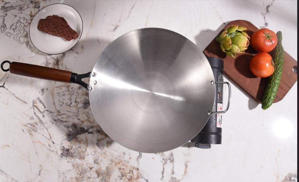 [EXCLUSIVE ISCHAINDYOFC] Texania Wajan Stainless 32cm Anti Lengket Gagang Kayu Solid - Anti Lecet - Tidak Mudah Penyok Diameter 32cm