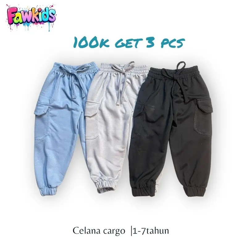 [FAWKIDS]CELANA JOGER CARGO UNISEX-CELANA JOGER-CELANA CARGO ANAK