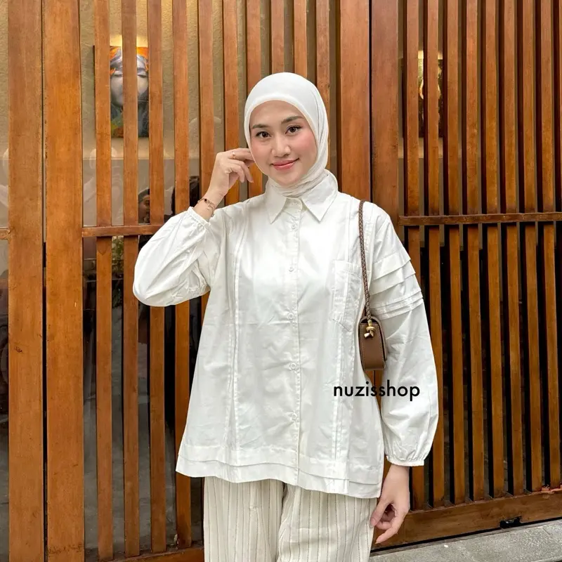NUZI - Messie Oversized Shirt Blouse Katun Korean Style