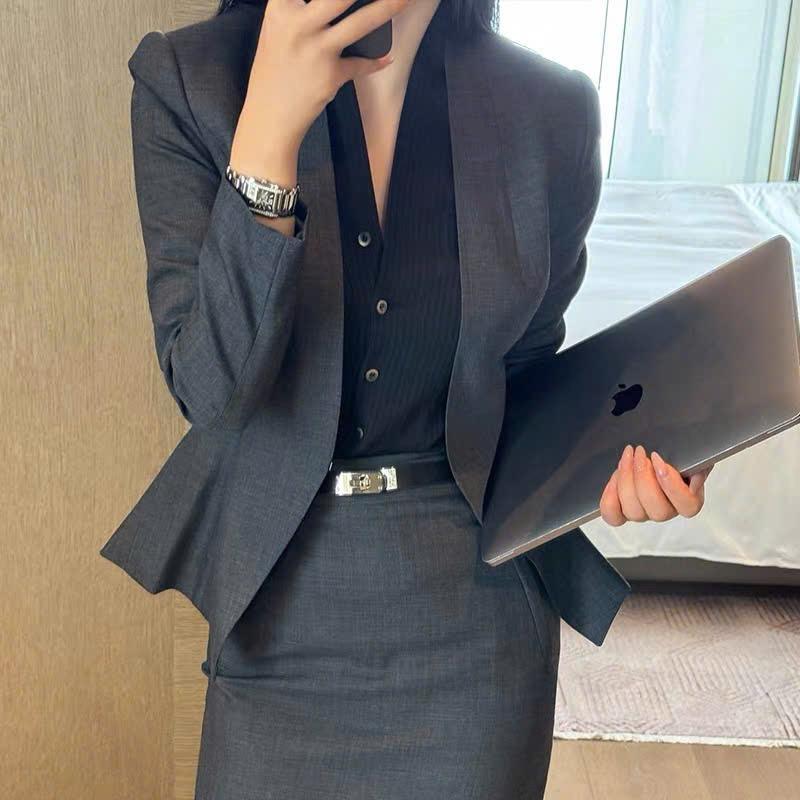  XẢ KHO_HANNA DESIGN S410 - SET ARIANA GỒM ÁO VEST VÀ CHÂN VÁY CÔNG SỞ SANG TRỌNG 