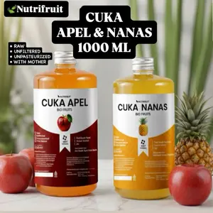 Cuka Apel & Cuka Nanas 1000 ML With Mother Unfiltrated - Membantu Kontrol Gula Darah & Insulin - Kaya Antioksidan