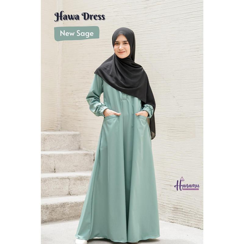 Hanamu Gamis Toyobo Polos Basic HAWA Series - HANAMU l Bisa COD ya Dress Lembut 0