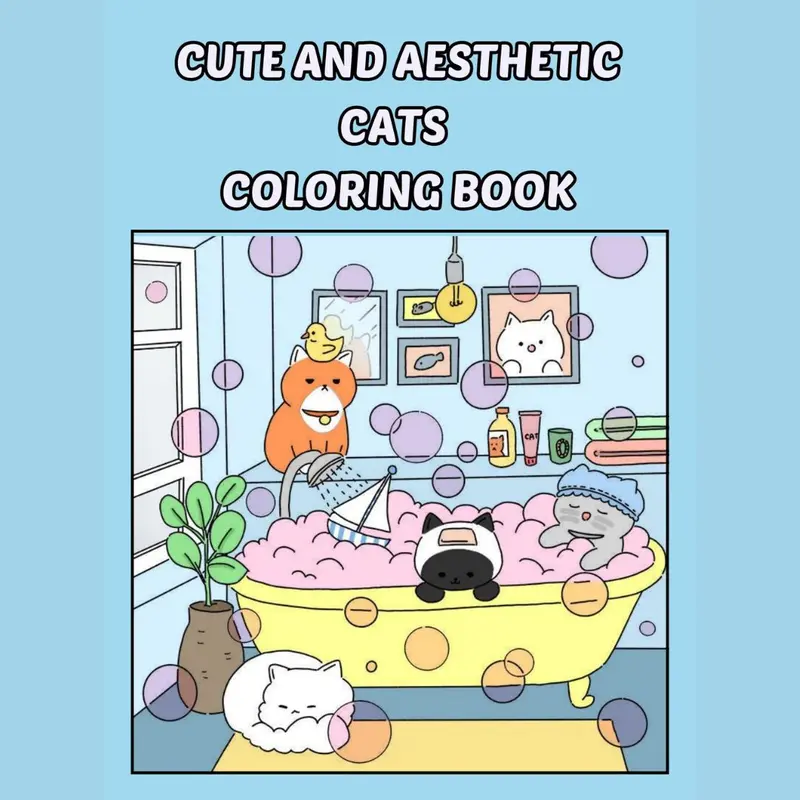 Buku Mewarnai CATS Coloring Book Aesthetic Cute dengan Kertas Tebal 200 GSM untuk Anak PAUD TK SD Remaja Dewasa 0
