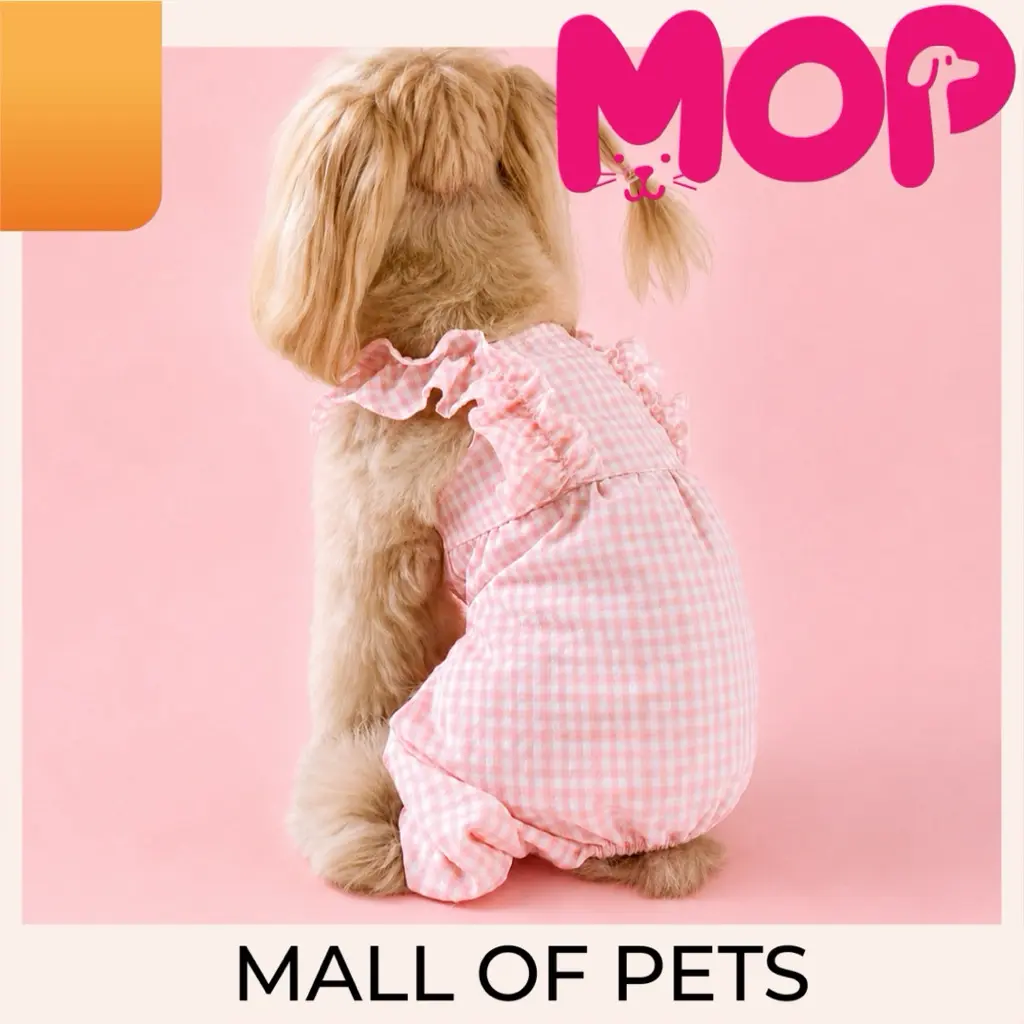 MOP / Jumpsuit Anjing Kucing / Baju Celana / Dog Cat Clothes Pink Plaid