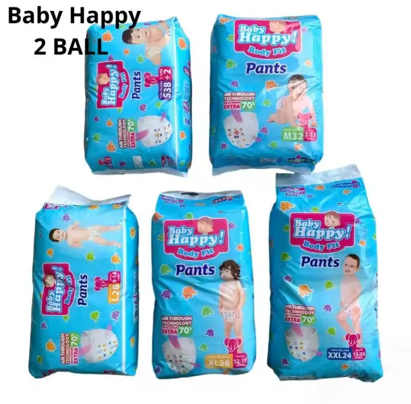 Baby Happy PAKET HEMAT 2 BALL Pants Body Fit S M L XL XXL Popok Bayi Tipe Celana Nyaman dan Absorbensi Tinggi