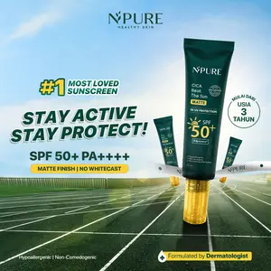 NPURE Sunscreen Beat The Sun Matte SPF 50+ PA++++ - Sunscreen Jerawat, real spf, no whitecase, Sunscreen Hypoallergenic ,  Extract Hydrating , Mencerahkan wajah, Mencegah wajah  Hitam, aman kulit Berjerawa/sunsreen viral/sunscreen no white case / 123