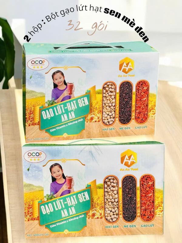 Bột Gạo Lứt Hạt Sen Mè Đen ( 2 hộp 800g /32 gói) Bột gạo lứt AnAn hữu cơ , tự nhiên  , lượng đường thấp .thay thế bửa ăn . ngủ cốc Chua Snack Food