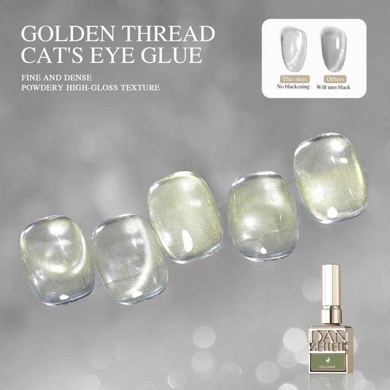  DANZHIHE Sơn móng tay, Mắt mèo vàng Không có màu cơ sở Nước trắng Yêu tinh trắng Trong suốt và Dễ Phối Đồ với bột từ tính mịn 