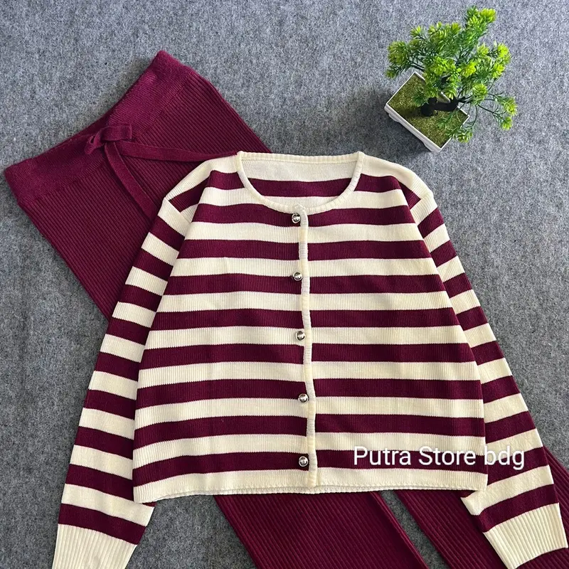 oneset calya outher crop cardi + kulot rajut premium 4