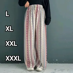 Celana Wanita Model Longgar dengan Motif Geometris dan Stripes