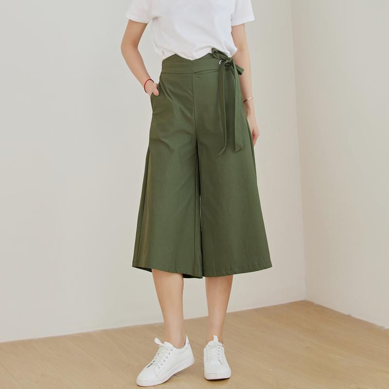 Product Introduction of Eyouth 1063  Women wide leg capri pants high waist casual ladies woman pants 22