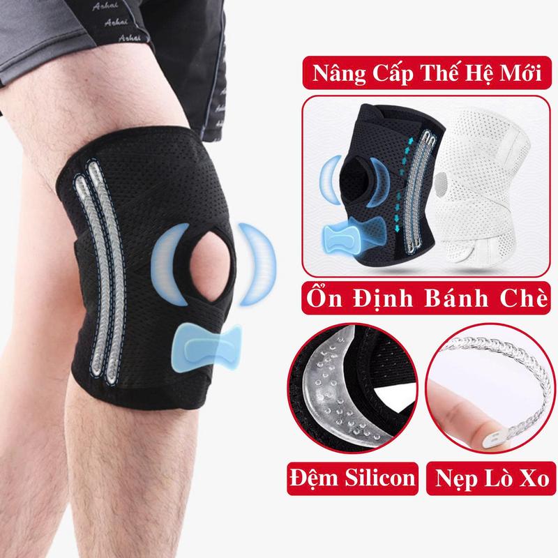 Bó Bảo Vệ Khớp Đầu Gối Tránh Chấn Thương Co Giãn 4 Chiều [Mã BG06], Băng Đầu Gối andego Thể Dục Thể Thao Hỗ Trợ Tập Luyện