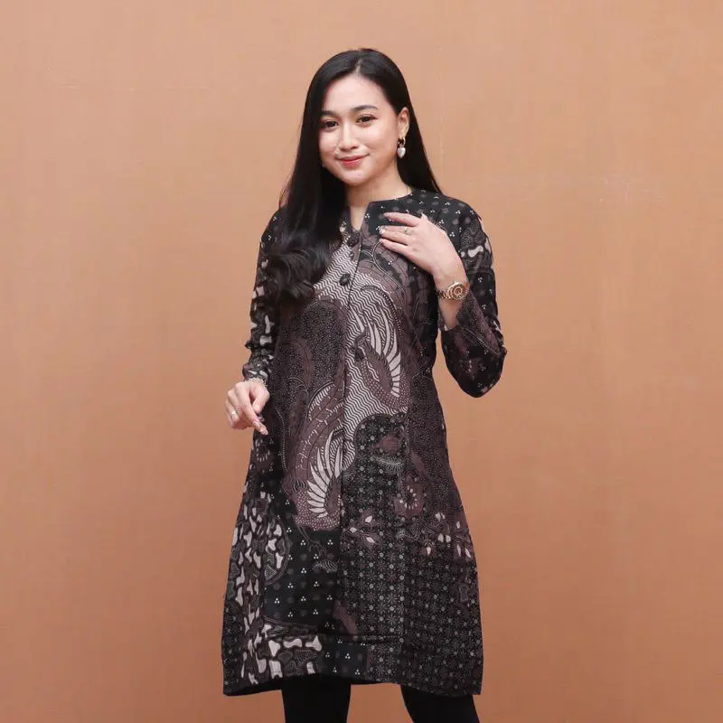 NAKENZ.ID Batik Couple Keluarga Kemeja Gamis Motif Cucakrowo Batik Polimikro Batik Ayah Bunda dan Anak 2