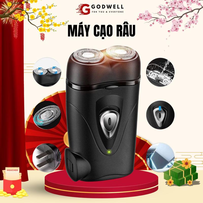  Máy Cạo Râu GODWELL Sử Dụng Sạc Pin Thông Minh Tiện Lợi Có Lưỡi Dao Kép Tự Làm Sắc - Máy Cạo Râu GODWELL Độ Bền Cao Cực Sạch An Toàn 