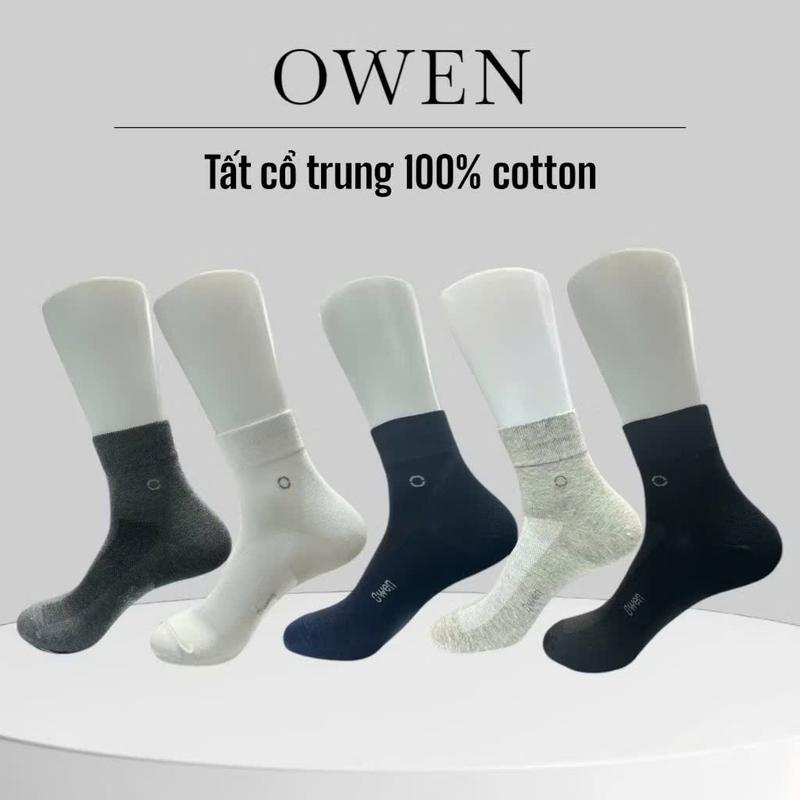OWEN Combo 5 đôi tất/vớ Cotton+ spandex loại 1 mềm mịn ôm chân êm chân SẴN HÀNG